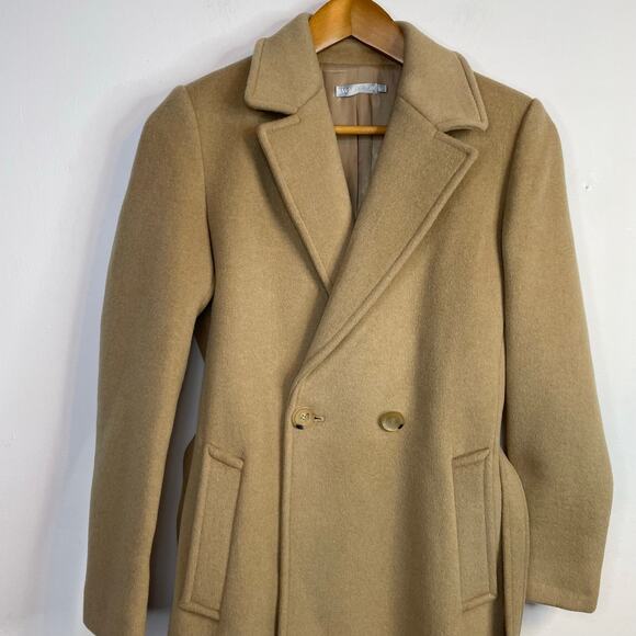 J McLaughlin Lux Wool Cashmere Camel Tan Long Belted Coat Classic Womens XS - Picture 4 of 14